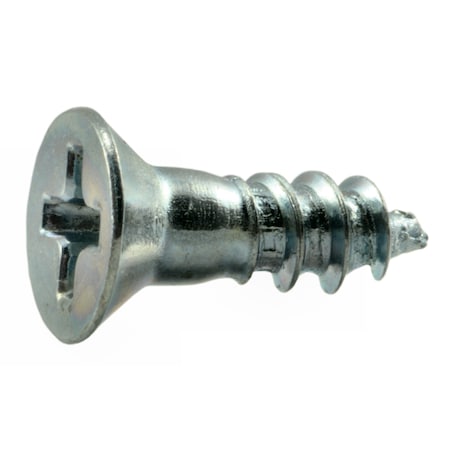 Midwest Fastener Wood Screw, #7, 1/2 in, Zinc Plated Steel Flat Head Phillips Drive, 100 PK 02542